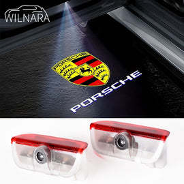 Porsche Compatible Car Door Ghost Shadow Light With LOGO 2 PCS