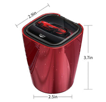 Load image into Gallery viewer, Red Car Ashtray with Lid，Automotive Portable Stainless Steel Ash Tray with Cleaning Stick , Mirrored Shiny Spot Red Led Lighter Cute Car Trash Can