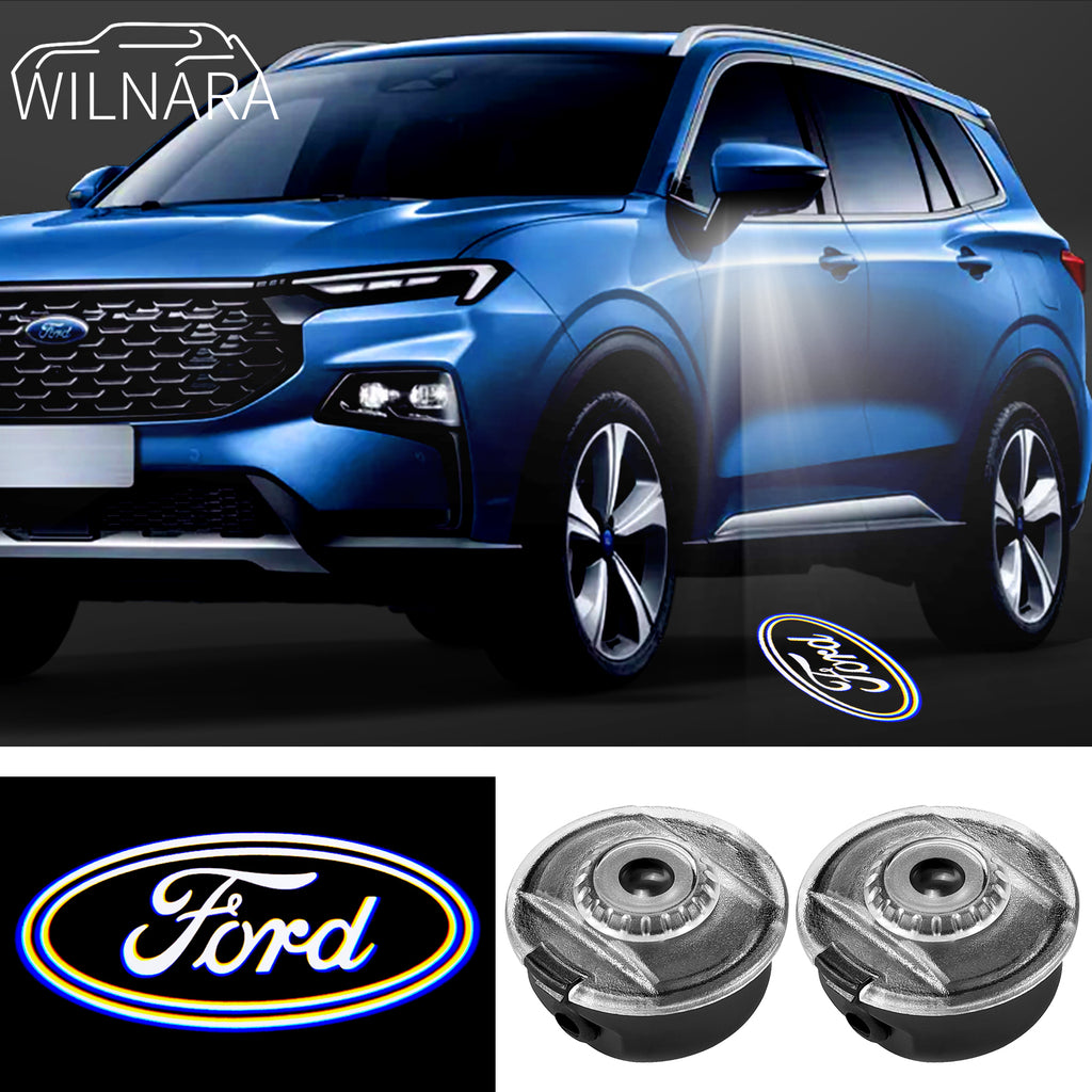 2PCS WILNARA HD Side Rear View Mirror Puddle Ford Logo Led Shadow Ghost Lights Lamps Projector for Ford