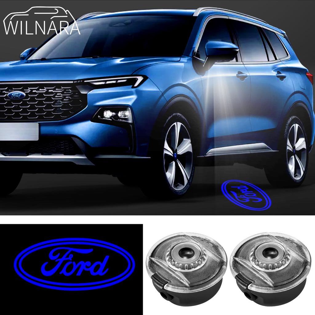 2PCS WILNARA HD Side Rear View Mirror Puddle Ford Logo Led Shadow Ghost Lights Lamps Projector for Ford