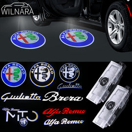 WILNARA 2X Car Door Ghost Logo for Romeo Mito Giulietta Giulia 159 Spider Brera Projector Shadow Courtesy Light