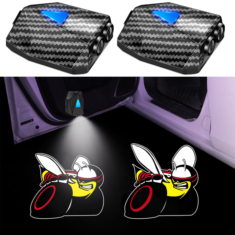WILNARA 2X Moving Cartoon Wireless Car LED Door Light Doraemon Logo Welcome Shadow Projector