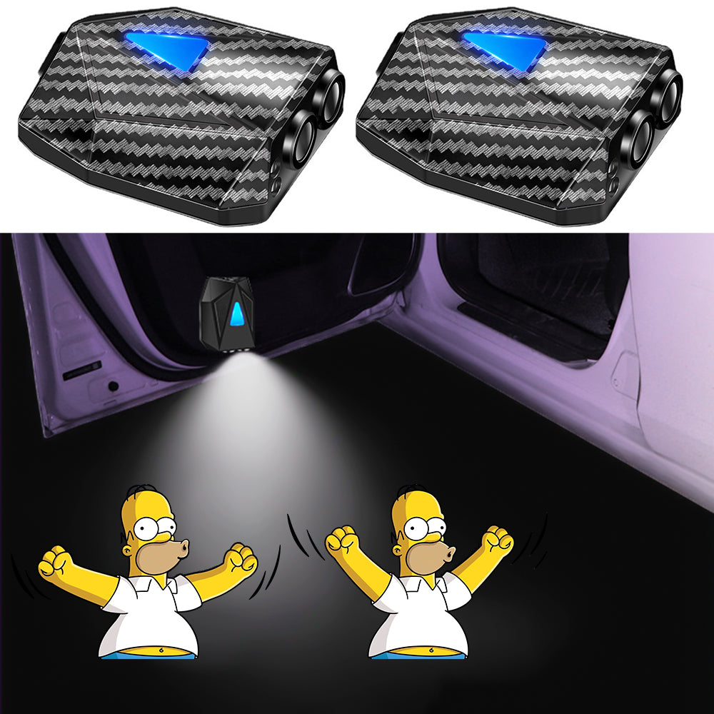 WILNARA 2X Moving Cartoon Wireless Car LED Door Light Doraemon Logo Welcome Shadow Projector