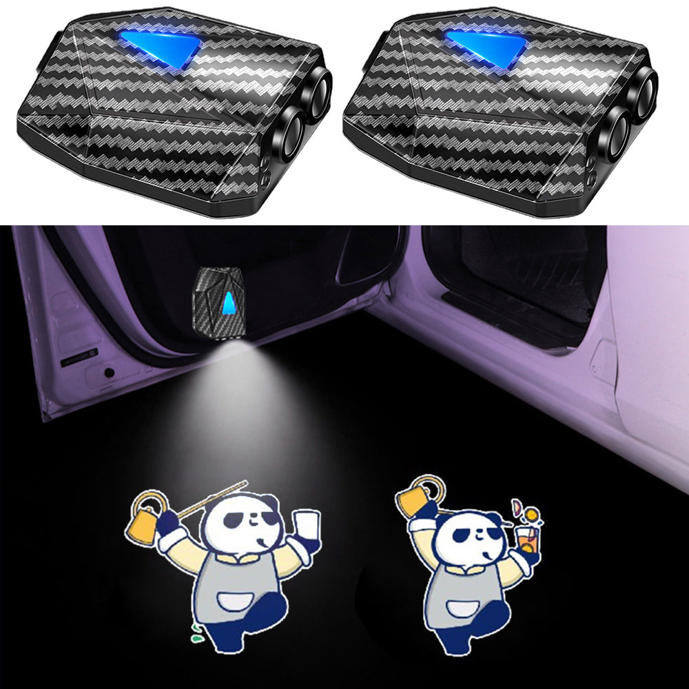 WILNARA 2X Moving Cartoon Wireless Car LED Door Light Doraemon Logo Welcome Shadow Projector