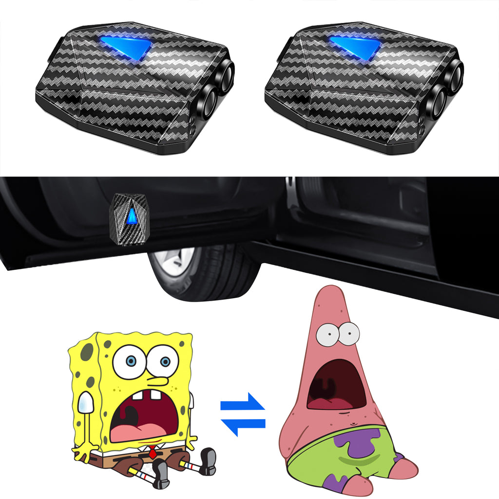 WILNARA 2X Moving Cartoon Wireless Car LED Door Light Doraemon Logo Welcome Shadow Projector