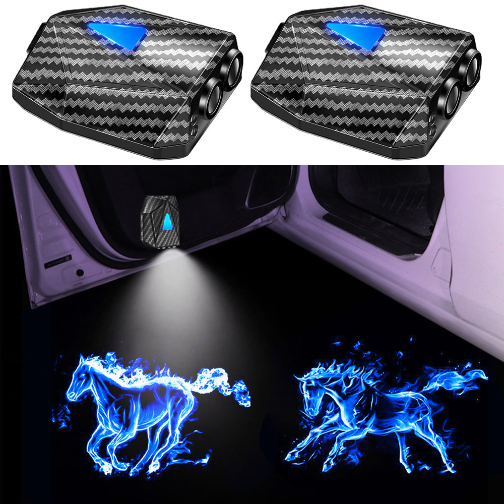 WILNARA 2X Moving Cartoon Wireless Car LED Door Light Doraemon Logo Welcome Shadow Projector