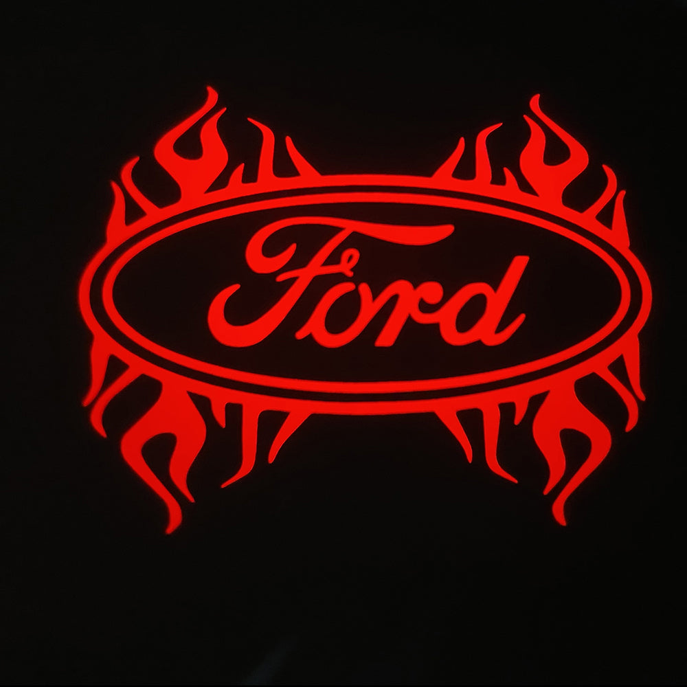 2PCS WILNARA HD Side Rear View Mirror Puddle Cool Red Fire Ford Logo Led Shadow Ghost Lights Lamps Projector for Ford