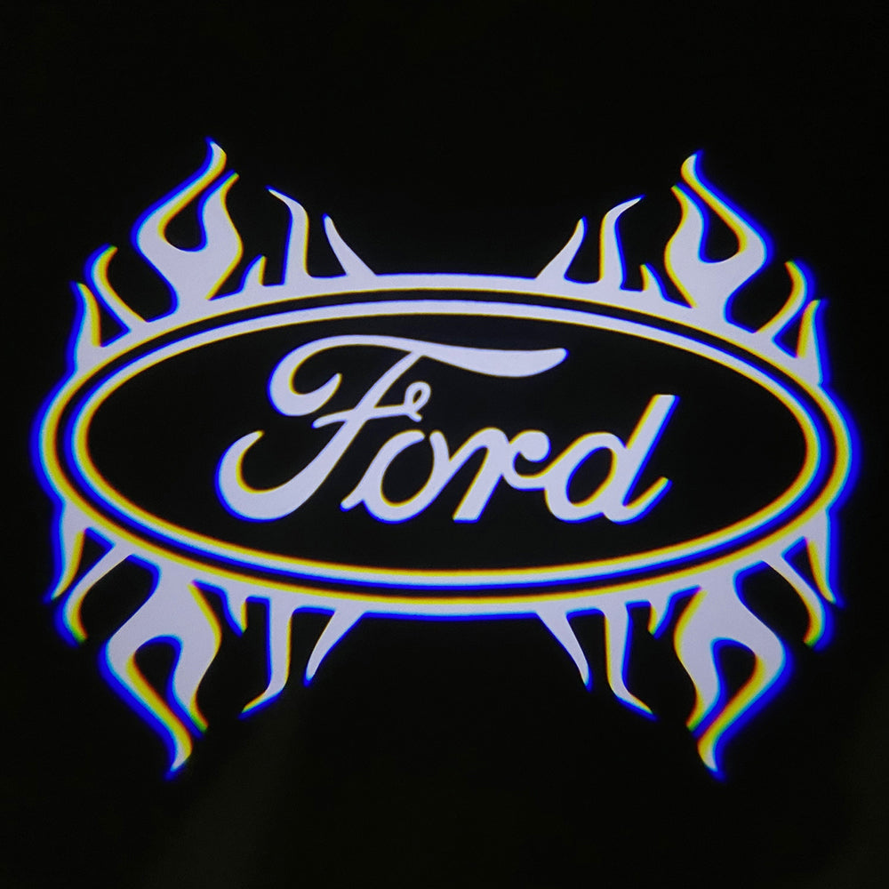 2PCS WILNARA HD Side Rear View Mirror Puddle Cool Red Fire Ford Logo Led Shadow Ghost Lights Lamps Projector for Ford