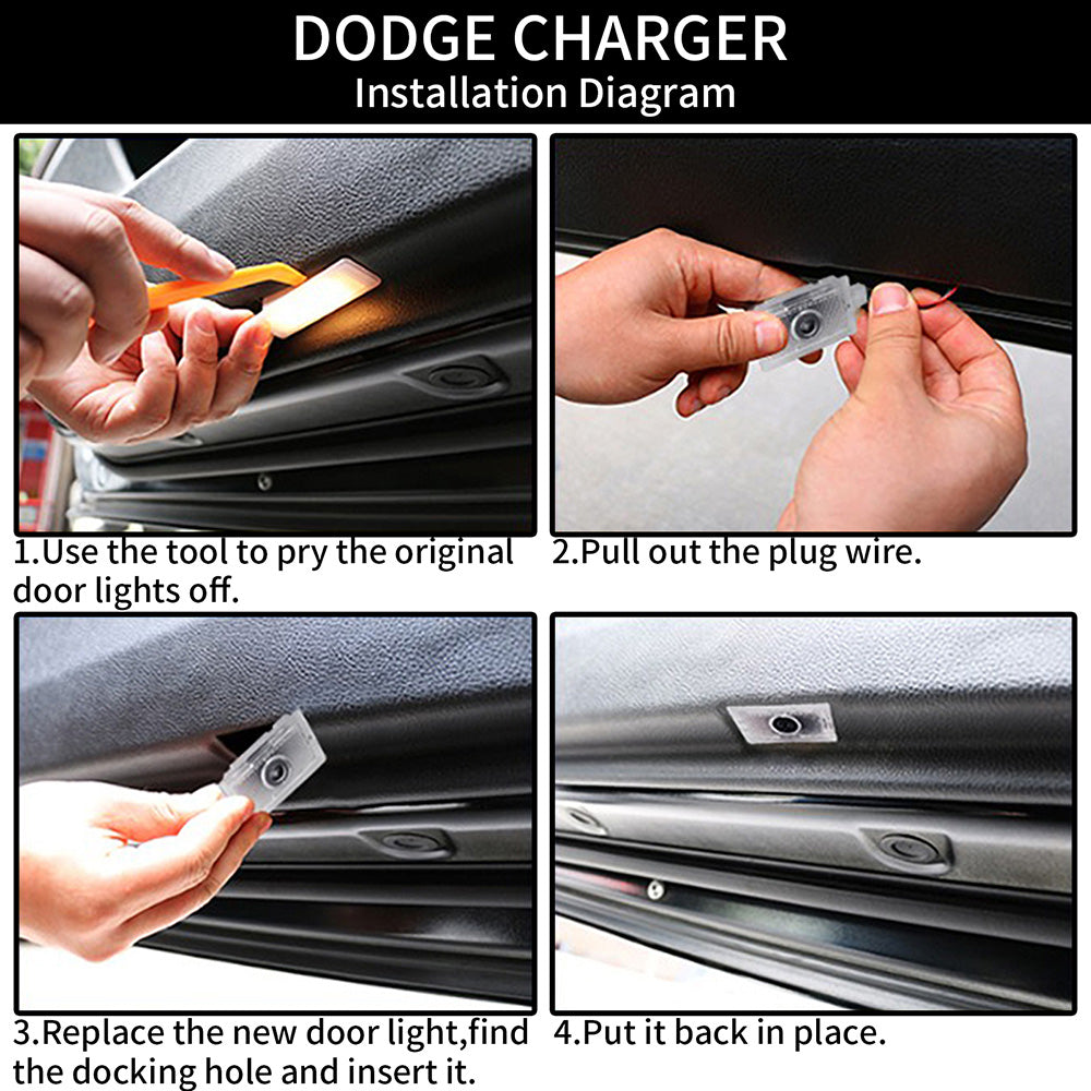 WILNARA Car Door Logo for Dodge Charger Car Door LED Logo Courtesy Step Lamp Projector Ghost Shadow Puddle Light for Dodge SRT R/T SXT GT