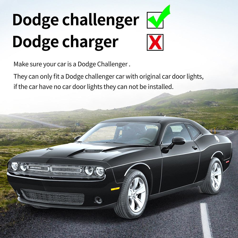 WILNARA Car Door Logo for Dodge Challenger Projector Ghost Shadow Courtesy Light Welcome Light for Dodge Challenger Scat Pack RT SRT SXT GT SE
