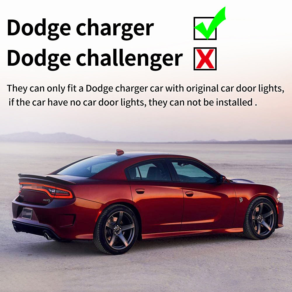 WILNARA Car Door R/T Logo for Dodge Charger Car Door LED Logo Courtesy Step Lamp Projector Ghost Shadow Puddle Light for Dodge SRT R/T SXT GT