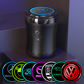 Car Ashtray for Car Brand, 7-color gradient, Portable Ashtray for Car, Mini Car Trash Can, Detachable Stainless Steel Smokeless Ash Tray with LED Blue Light, Windproof for Outdoor Travel, Home Use