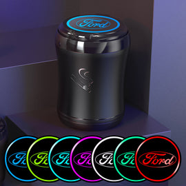 Car Ashtray for Ford, 7-color gradient, Portable Ashtray for Car, Mini Car Trash Can, Detachable Stainless Steel Smokeless Ash Tray with LED Blue Light, Windproof for Outdoor Travel, Home Use