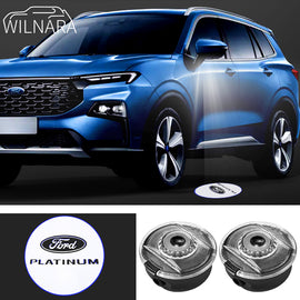 2PCS WILNARA HD Side Rear View Mirror Puddle Platinum Logo Led Shadow Ghost Lights Lamps Projector for Ford