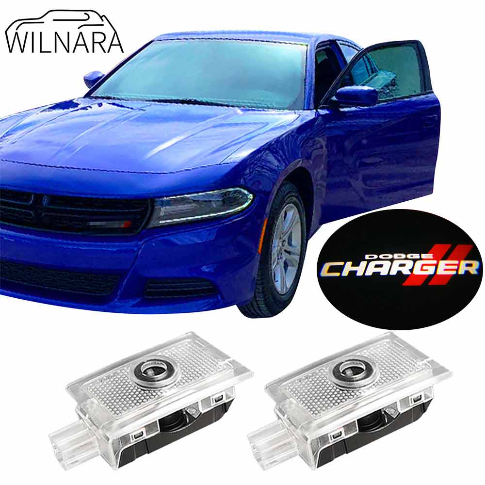 WILNARA Car Door Logo for Dodge Charger Car Door LED Logo Courtesy Step Lamp Projector Ghost Shadow Puddle Light for Dodge SRT R/T SXT GT