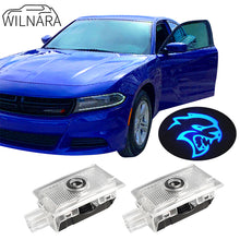 Load image into Gallery viewer, WILNARA Car Door Hellcat Logo for Dodge Charger Car Door LED Logo Courtesy Step Lamp Projector Ghost Shadow Puddle Light for Dodge SRT R/T SXT GT