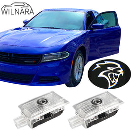WILNARA Car Door Hellcat Logo for Dodge Charger Car Door LED Logo Courtesy Step Lamp Projector Ghost Shadow Puddle Light for Dodge SRT R/T SXT GT