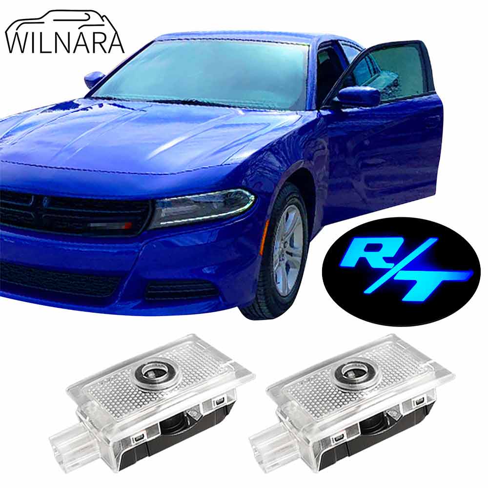 WILNARA Car Door R/T Logo for Dodge Charger Car Door LED Logo Courtesy Step Lamp Projector Ghost Shadow Puddle Light for Dodge SRT R/T SXT GT