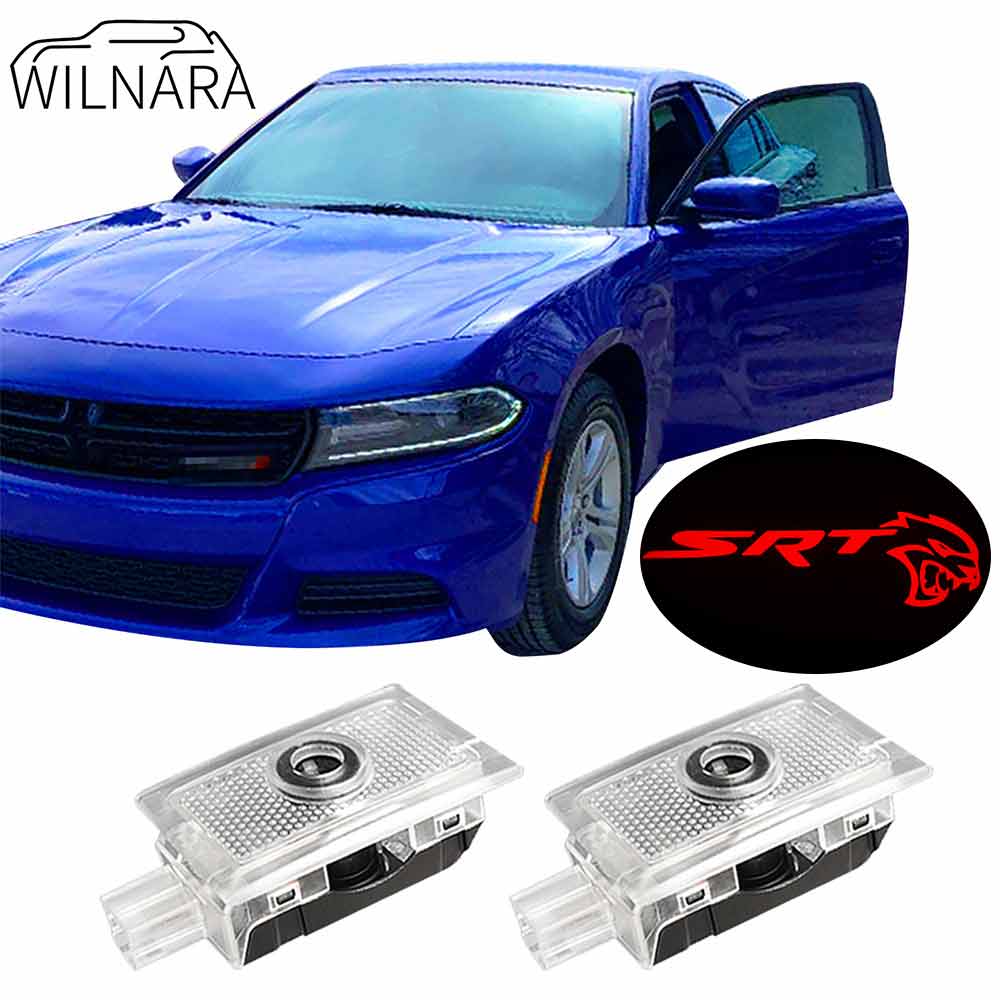 WILNARA Car Door Logo for Dodge Charger Car Door LED Logo Courtesy Step Lamp Projector Ghost Shadow Puddle Light for Dodge SRT R/T SXT GT