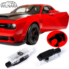 WILNARA Car Door Cat Logo for Dodge Challenger Projector Ghost Shadow Courtesy Light Welcome Light for Dodge Challenger Scat Pack RT SRT SXT GT SE
