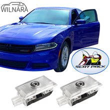 Load image into Gallery viewer, WILNARA Scat Pack Logo for Dodge Charger Car Door LED Logo Courtesy Step Lamp Projector Ghost Shadow Puddle Light for Dodge SRT R/T SXT GT